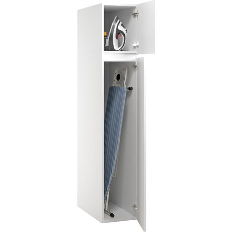 Armadio Multiuso 2 Ante Gilroy, 3 Ripiani, 2 Ante Made in Italy, Ideale per Lavanderia, 35x195h cm Bianco