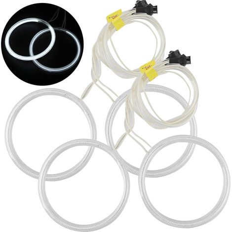 4 anneaux LED halo blancs pour phares BMW E46, diamètre 106mm/4,2in, kit de 4 pièces, montage facile, style anges, compatible voiture (1/5)