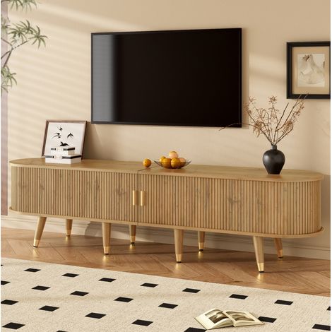 Mueble TV 175x38x45 cm color madera con puertas correderas y almacenaje (1/5)