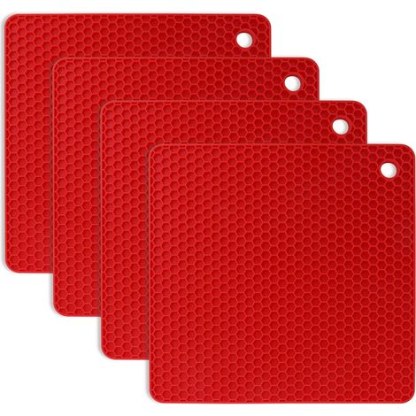 Dessous de plat en silicone, 4 pièces antidérapants, résistent à 250°C. (1/5)