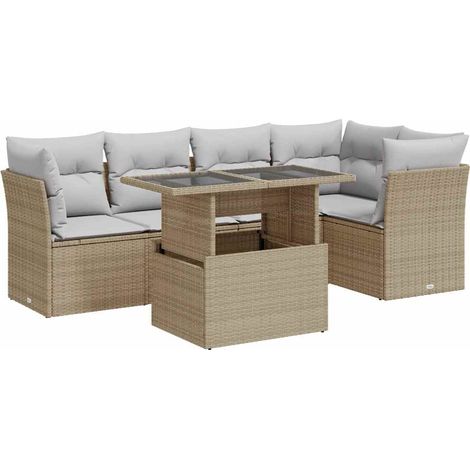 Set Divano da Giardino 6 pz con Cuscini Beige in Polyrattan vidaXL (1/5)