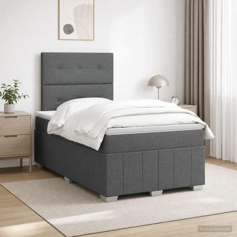 vidaXL Cama box spring con colchón Gris oscuro 120 x 190 cm Tela (1/5)
