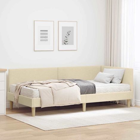 Eckbettgestell mit Matratze Sonstiges 2 pcs Creme Stoff