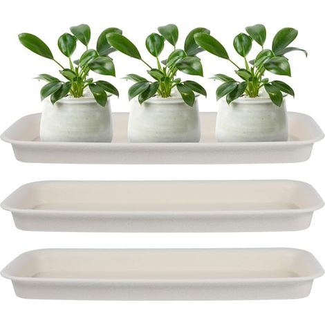 Set of Rectangular Plastic Saucers Plant Water Tray Saucers for Balcony Flower Pots and Planters Indoor and (1/5)