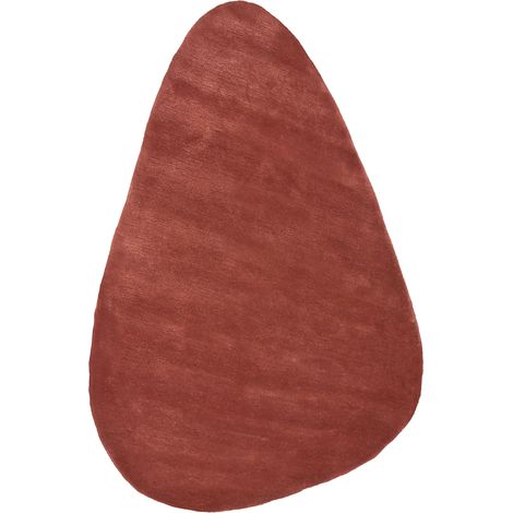 Alfombra moderna de viscosa y lana hecha a mano en forma de triángulo 160 x 230 cm rojo oscuro Tando (1/5)