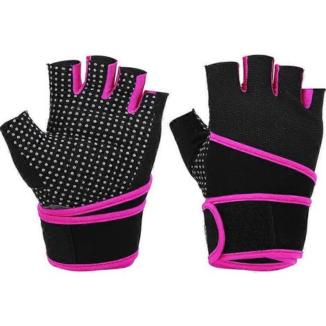 Gants de fitness respirants 2024BOODUN pour musculation et entraînement en salle de sport, avec dragonne (violet, taille S)