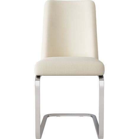 Chaise de salle à manger en velours beige avec dossier losange, pieds métal argenté, lot de 4 (1/5)