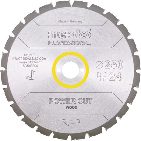 Metabo Sägeblatt "power cut wood - professional", 250x2,8/2,0x30, Z24 WZ 3° neg. (1/3)