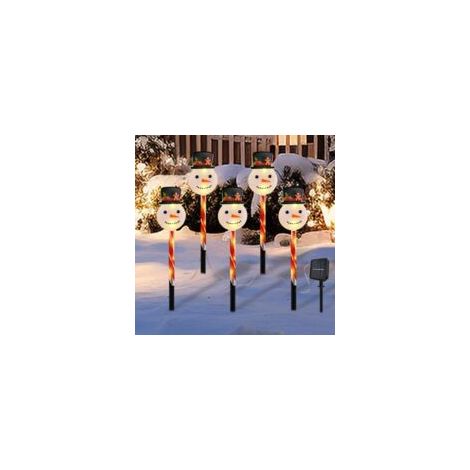 Lumières solaires de Noël en plein air, bonhomme de neige de Noël, piquets de jardin, lumières solaires de paysage de Noël