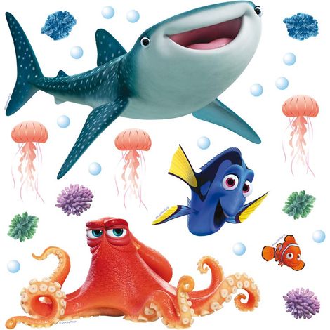 AG Design DKS 1097 Disney Alla ricerca di Dory, adesivi da parete, 30 x 30 cm – Parte 1, carta, colorato, 30 x 30 cm