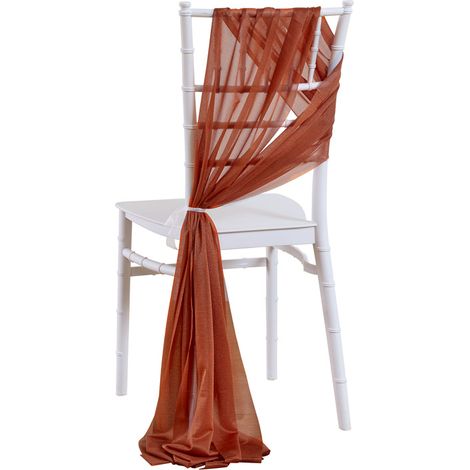20 Décoration au dos de deux chaises mariage chaise d'église en tulle gaze couleur caramel 250cm (1/5)
