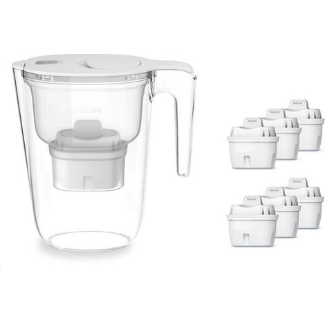 Philips Carafes filtrantes - Carafe filtrante Micro X-Clean Softening+, capacité de 2.6 l, avec minuterie, 6 filtres, blanc (1/3)