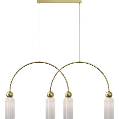 Maytoni Antic Plafonnier suspendu de bar moderne doré 4xE14 abat-jour blanc