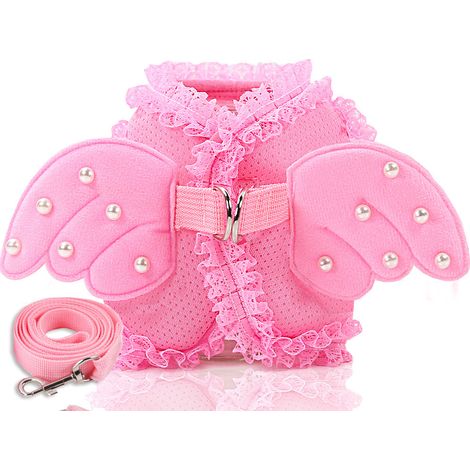 Harnais pour chiens et chats de taille moyenne, rose, avec laisse et robe personnalisée, adapté aux chiots Chihuahuas mâles et femelles (1/5)