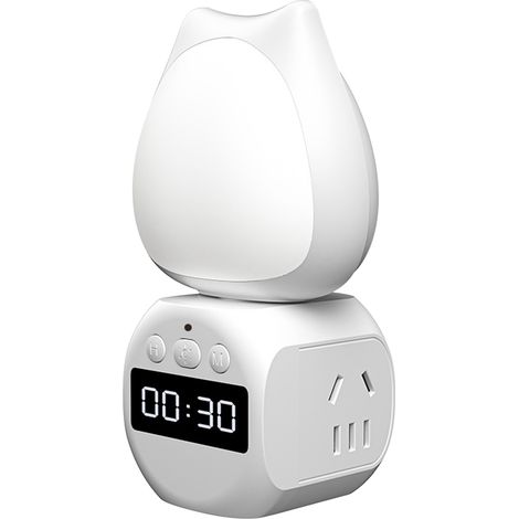 Ortviai Veilleuse LED blanche avec horloge intégrée, rotative à 350° et prise double pour branchement direct (1/5)