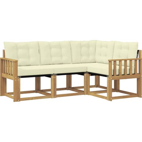 Set di divani da esterno con cuscino 4 pz  Salotto da Giardino Bianco e Crema (1/5)