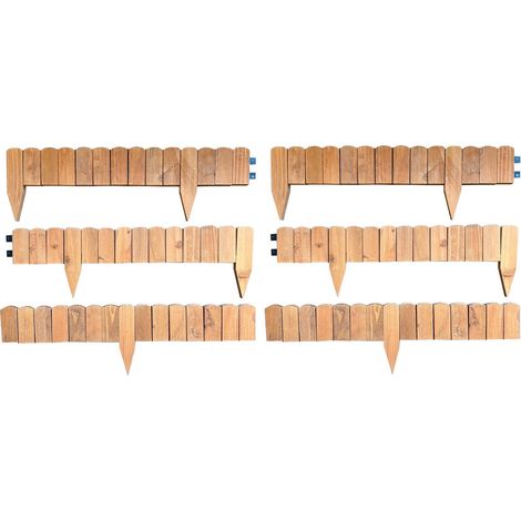 Set of 6 Wooden Lawn Edging Log Roll Style Panels (420cm x 10cm) (1/5)