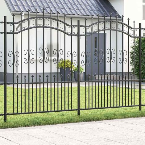 Gartenzaun Kampen Grau 240 x 202,5 cm Pulverbeschichteter Stahl