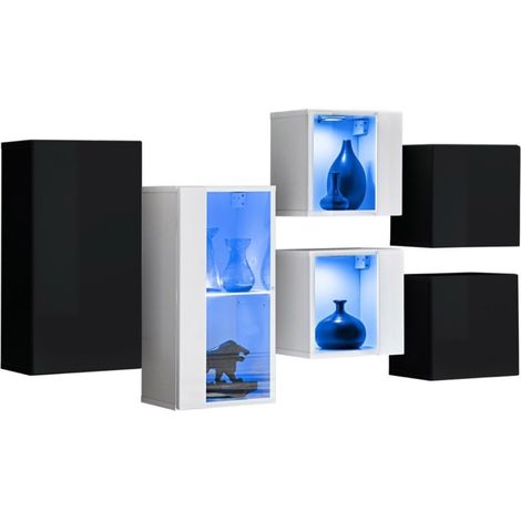 Möbelset für das Wohnzimmer SWITCH SBIV Design. Farben Schwarz und Weiß.