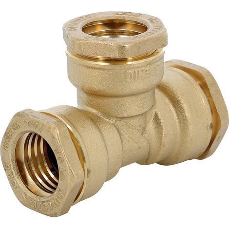 Raccord laiton DECA serrage extérieur tube PE fer en T - Série 864 Ø27 (1/2)