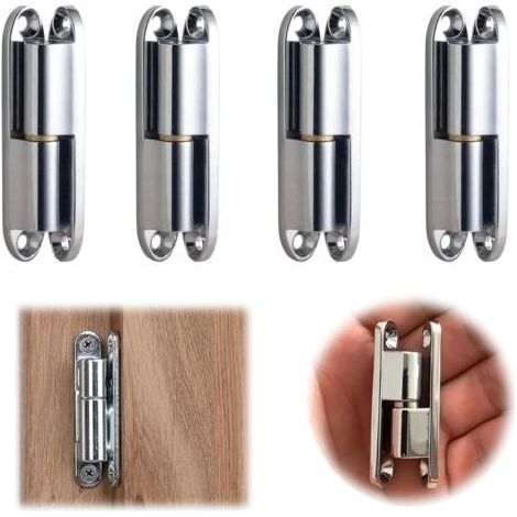 51mm Charnières de Rénovation 4 Pièces Démontable Charniere Porte Placard en Inoxydable Antirouille Porte Charnière Chambre pour Portes de Maison Portes Métalliques Hangars Fenêtres - Argent (1/5)