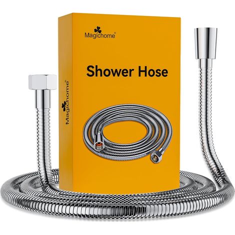 Tuyau de douche de 1,5 m en acier inoxydable avec raccord standard - Tuyau de douche flexible avec protection anti-torsion - Chromé argenté (1/5)