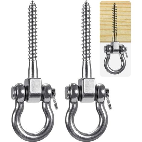 2 Pièces 900KG Capacité 304 Acier Inoxydable Crochet De Plafond, Suspension Trainer Kit de Suspension pour Chaise accrochante, Lampe accrochante, hamac, Sac de Boxe, entraîneur de Bride (1/4)