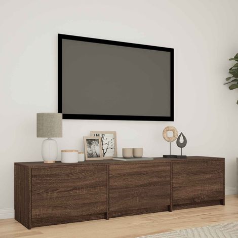 vidaXL Meuble TV avec LED avec LED Chêne brun 165 x 34 x 40 cm