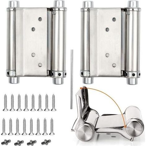 2Pcs Charnières de Porte de Saloon Gond Porte Battante Charnière à Ressort apacité de Charge Jusqu'à 15 Kg 76mm 3inch (1/4)