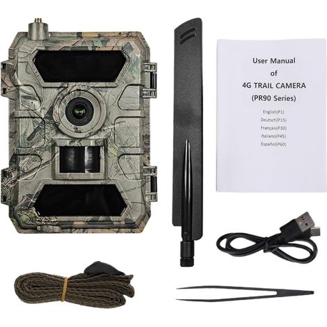 Caméra Faune Sauvage Caméra De Faune 4G 8K 60MP IP66, Étanche À La Pluie, Visualisation Nocturne En Temps Réel For Sécurité Domicile, Caméras Sans Fil For L'extérieur Surveillance Fiable Précise (1/5)