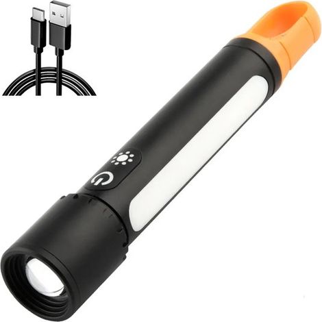 Linterna de 1 pieza, 3500 mAh, 1000 lúmenes con 9 configuraciones, resistente al agua, ajustable, potente, senderismo y acampada (negra) (1/4)