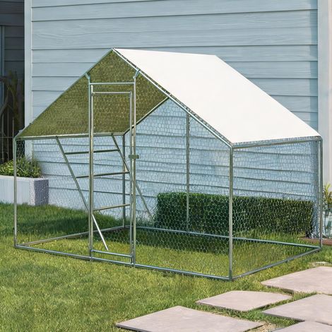 Poulailler avec perchoir et échelle 3 x 2 m acier galvanisé (1/5)