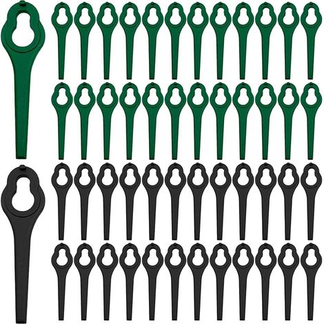 Lntyq Ersatzklingen aus Kunststoff, 100 Stück, Rasenmäherklingen aus Kunststoff, Kunststoffklinge Kantenschneider Rasenmäherzubehör für Garten und Rasen (1/5)