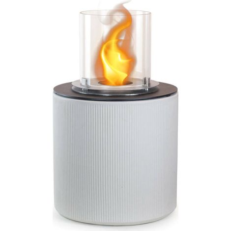 Dmora - Chimenea de bioetanol Maynila, Chimenea ecológica, Hogar sin humo, Calefactor de etanol, Made in Italy, 36x36 h56 cm, Blanco