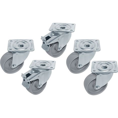 Kit 5 roues pivotantes pour table 2 à frein - Diamond