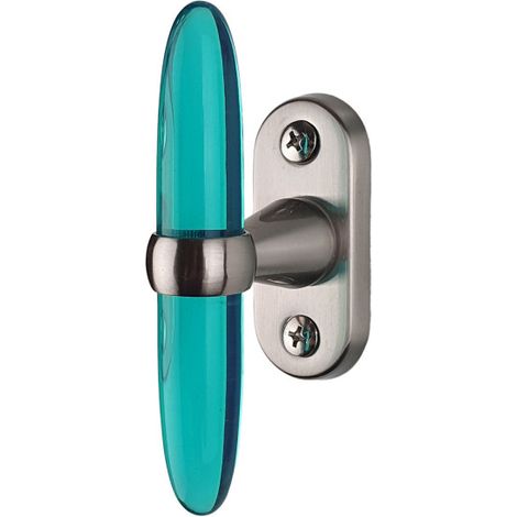Ouvre&Déco – Poignée de fenêtre crémone Acier nickel mat et acrylique vert, ARC-EN-CIEL