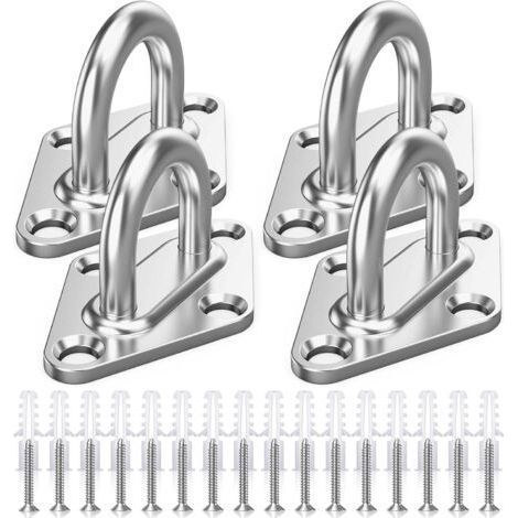 M5 Plaques à Oeillets,8 Pièces Platine Oeillet Inox Rhombic,Kit de Crochet Plafond Charge Lourde,Crochet Suspension Plafond Fixation Support Anneau Mural Boulon à Oeil pour Accrocher Objets (1/5)