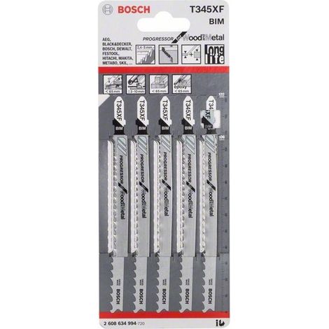BOSCH SET LAME T 345 XF PER SEGHETTI L 132 MM UNIV. 5 PZ