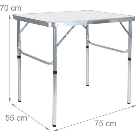 Tavolo da campeggio pieghevole leggero 70 x 75 x 55 cm compatto 2 altezze in alluminio grigio 130016937