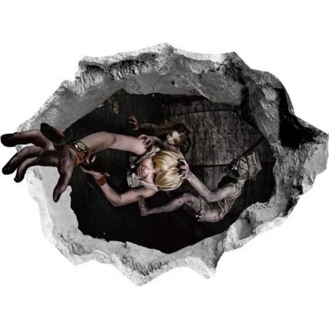 Autocollant Mur 3d Effet Fantôme - Décoration Halloween Bar Ktv Maison - Vinyle Imperméable Amovible - 1 Pièce