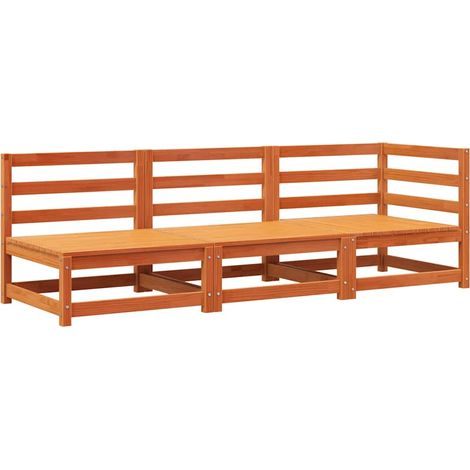 Maison Exclusive - Gartensofa 3-Sitzer Wachsbraun Massivholz Kief