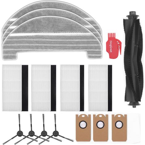 Pour aspirateur robot M8 PRO, kit d'accessoires, lot de 1 brosse principale, 4 brosses latérales, 4 filtres, 3 serpillières, 3 sacs à poussière, 1 brosse de nettoyage (1/5)