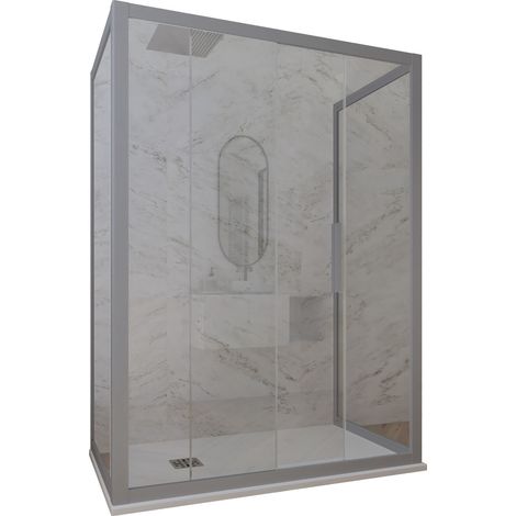 3-seitige Duschkabine 70x100x70 Klarglas Silver Deco Trio