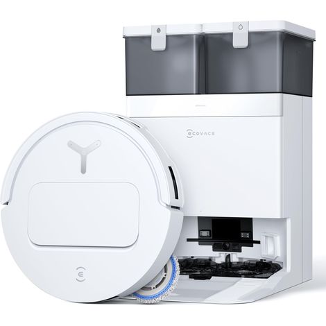 Aspirateur Robot, 21000Pa, Brosse latérale et serpillière Extensibles, Ajout Automatique Solution de Nettoyage, Lavage à l'eau Chaude 75℃, Blanc (1/5)