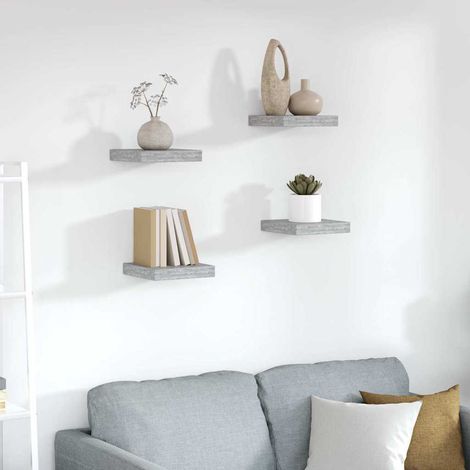 326590 vidaXL Floating Wall Shelves 4 pcs Concrete Grey 23x23,5x3,8 cm MDF (1/5)