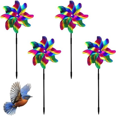 Lot de 4 moulins à Vent Anti-Oiseaux, dispositifs réfléchissants pour éloigner Les Pigeons du Jardin et de la Cour (1/5)
