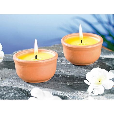 Bougie anti-insectes - - 9 bougies - Citronnelle - Terre cuite - Blanc (1/4)
