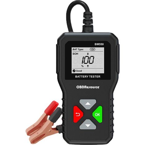 Probador de batería BM550 AUTO 6V 12V 24V, 100-2000 CCA 2-200Ah Analizador de batería digital para automóvil/camión/motocicleta/ATV/SUV/barco/yate (1/5)