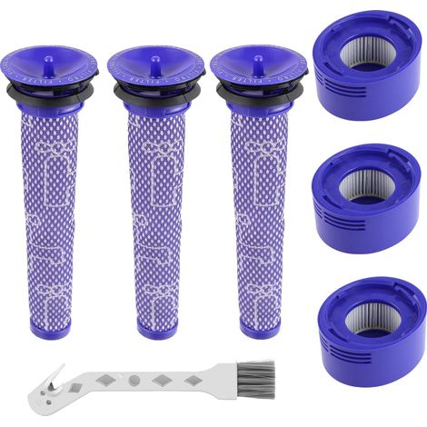 6 Stück V7 V8 Filter für Dyson, Ersetzt Filter und Vorfilter für Dyson V8 V7 Animal Absolute Motorhead Staubsauger, 3 HEPA-Nachmotorfilter & 3 Vorfilter Ersatzfilter  965661-01&967478-01
