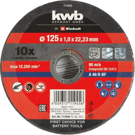 KWB Lot de 10 disques à tronçonner 125mm